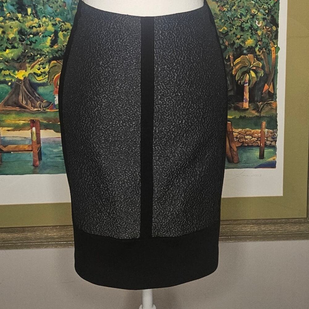 Classy 32W 20L Tahari Black Blakley Textured Panel Pencil Skirt Like New -18